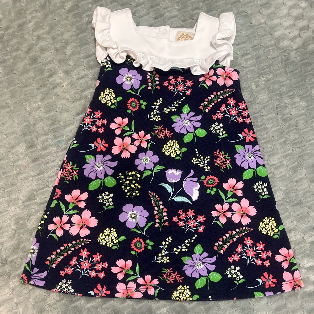 The Beaufort Bonnet Company  Girls  Floral Dress w/Ruffles 100% PIMA Cotton
